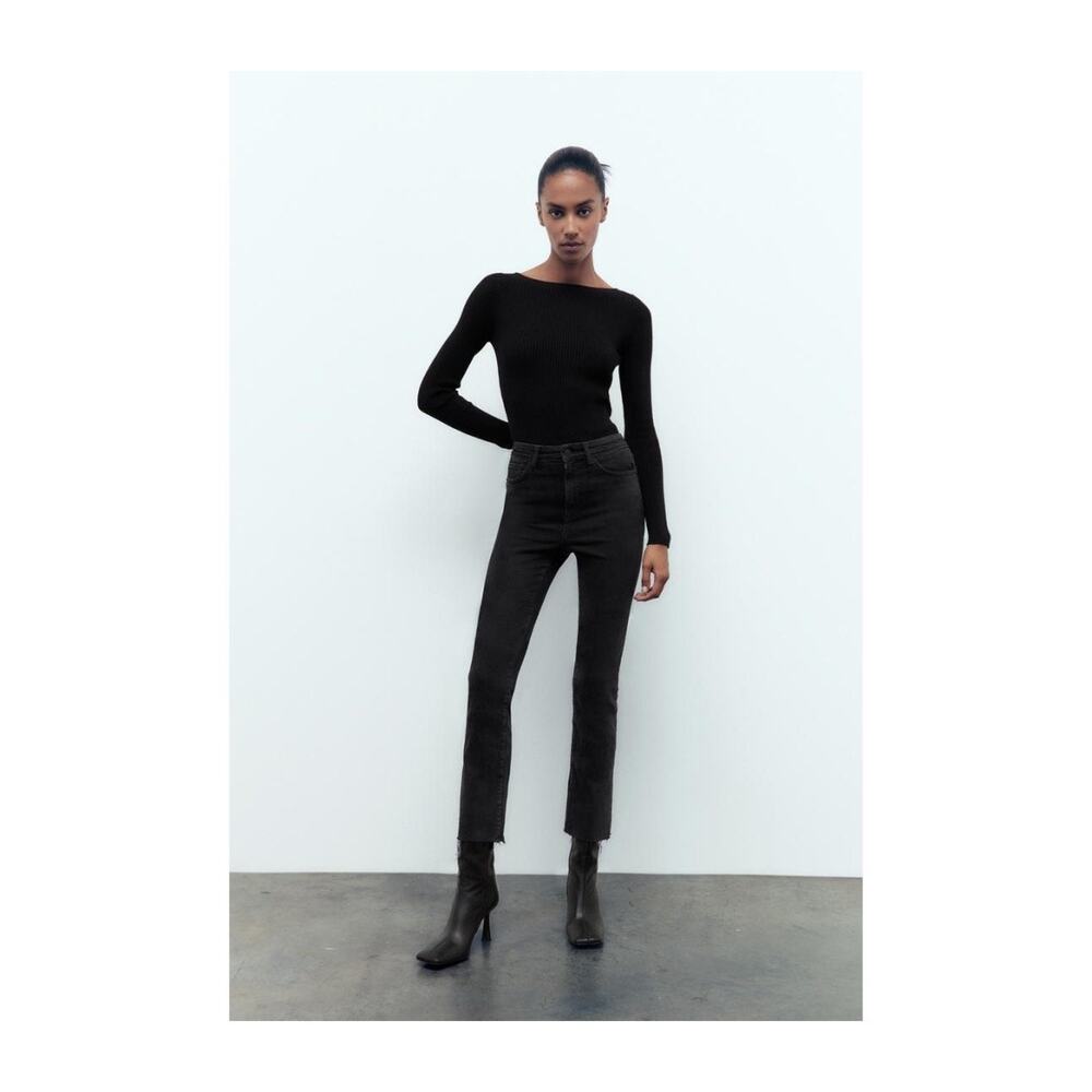 ZARA The Dreed Flare Leg Black Jeans Size 2